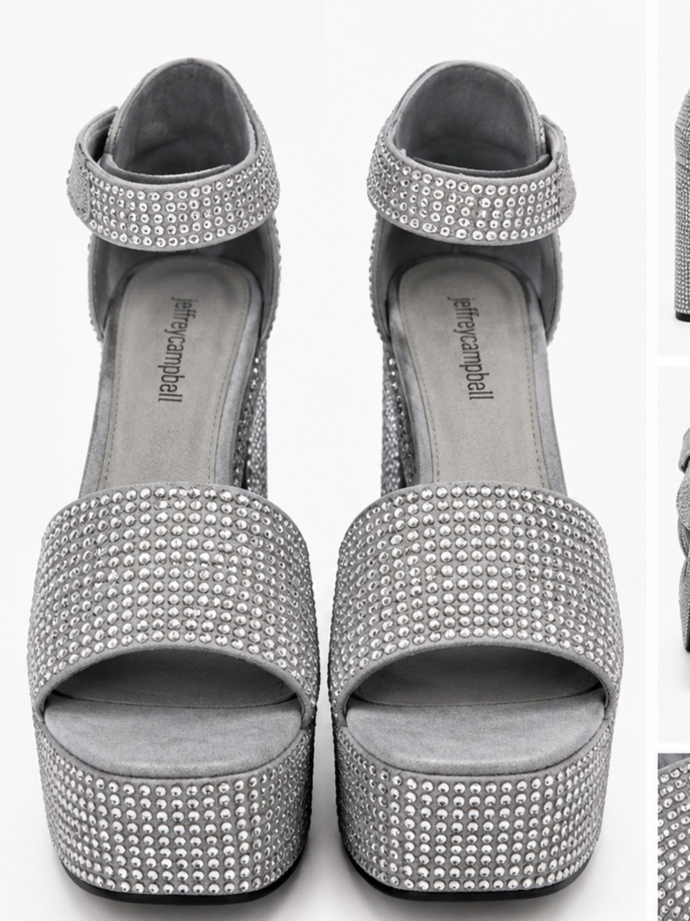 Jeffrey Campbell Silver Rhinestone Platform Heels